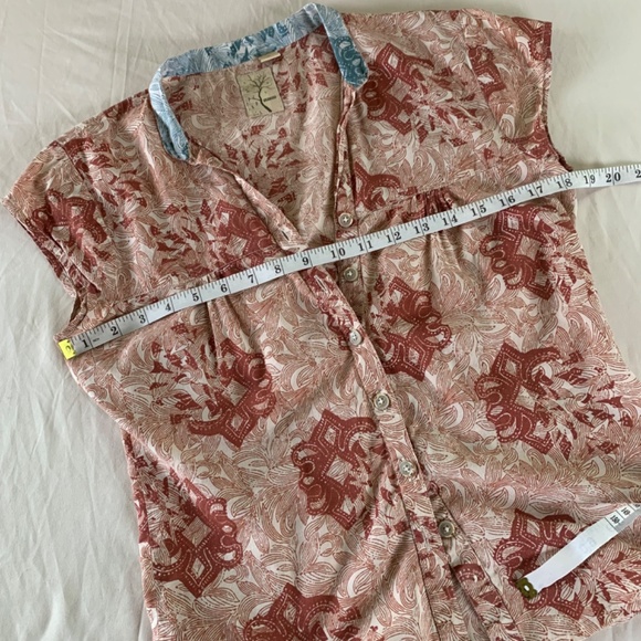 Y2K 100% cotton cap sleeve abstract pattern summer button down sz small Gramicci - Picture 8 of 12